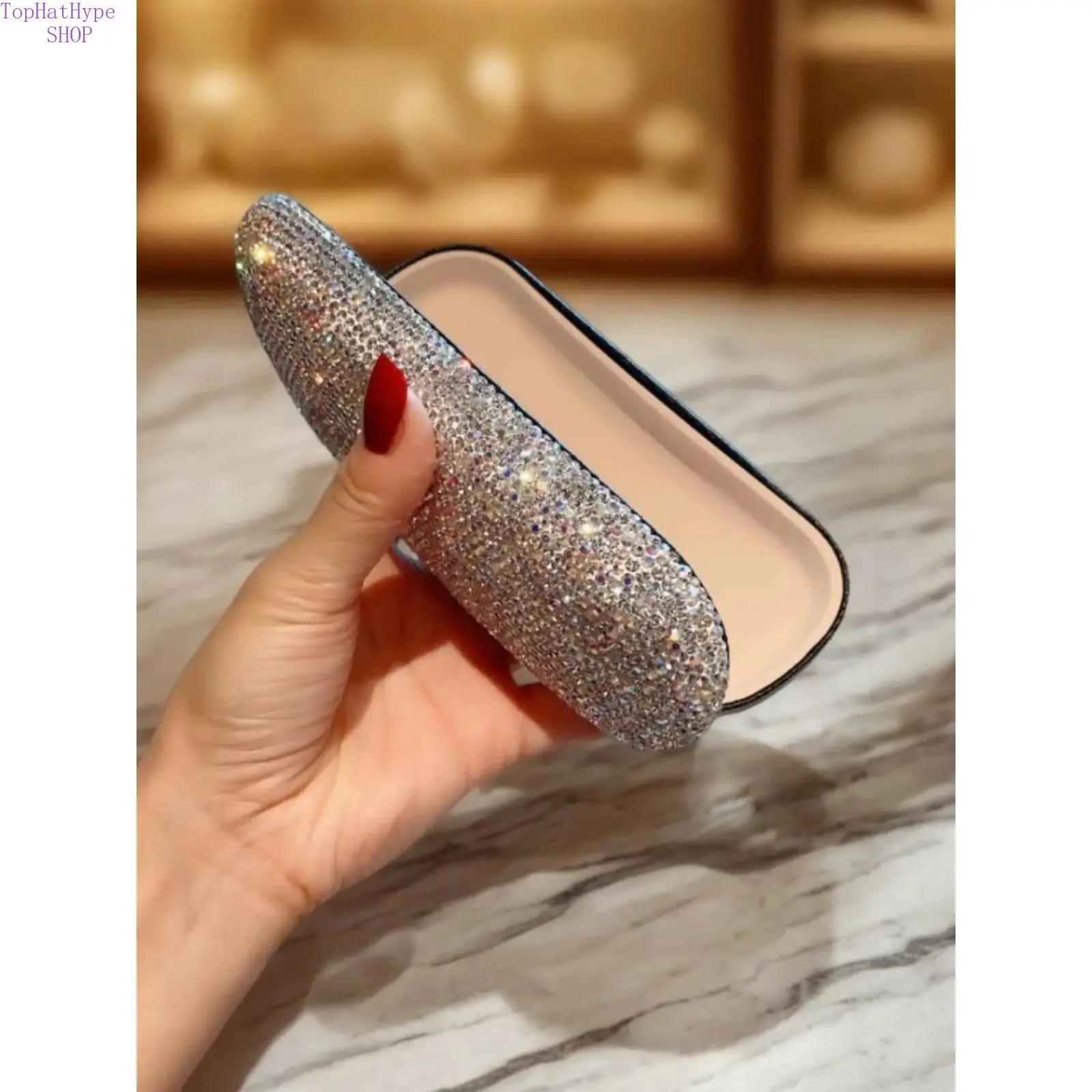 Bling Rhinestone Eyeglass Case - Luxury, Sparkly, Protective Fashion Accessory, Portable Organizer for Sunglasses, Daily Use & Gifting