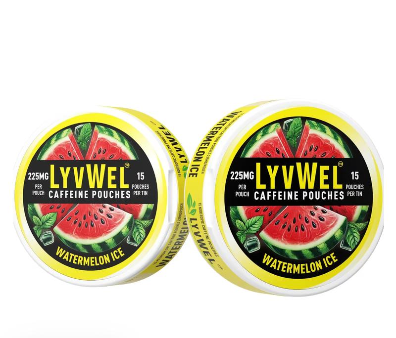 LyvWel Upper Energy Deckys - 2-Jar Caffeine Pouch Bundle 72mg & 225mg Strawberry Flavor Double Jar Consistent Energy Drink Electrolyte Powder Beverage