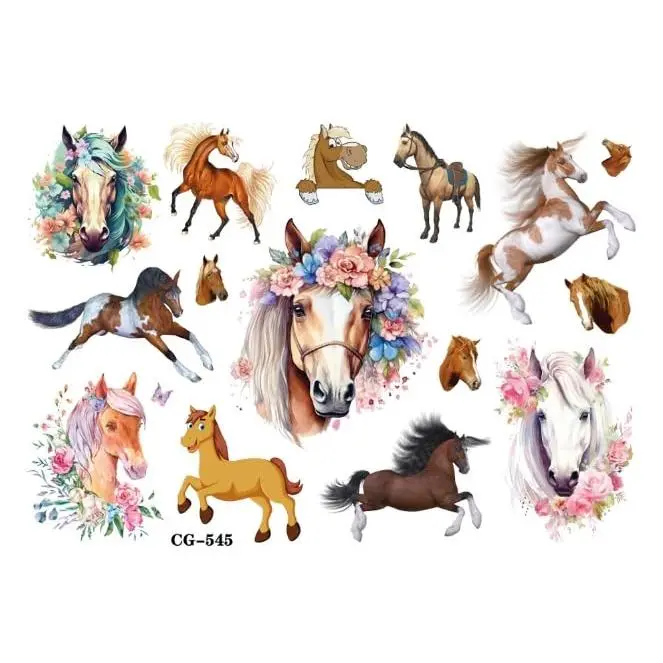 125+ Horse Temporary Tattoos for Kentucky Derby Party Supplies, Realistic & Cute Horse Stickers for Kids and Adults, Equestrian Decor, Cowgirl Party Favors, 8 Sheets