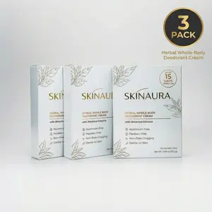 SkinAura Herbal Whole Body Deodorant Cream 3 Packs - Up to 15 Days Long-Lasting Effect, Natural Formula, Aluminum-Free, Non-Sticky, Suitable for Sensitive Skin