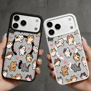Cute Pixel Cat iPhone Case, Kawaii Cartoon Kitty Clear Phone Cover, Soft Shockproof Case for iPhone 11-17 Pro Max MKCX20260506002 Military Grade Rotating Camera Ultra HD Privacy Screen Protector Kit