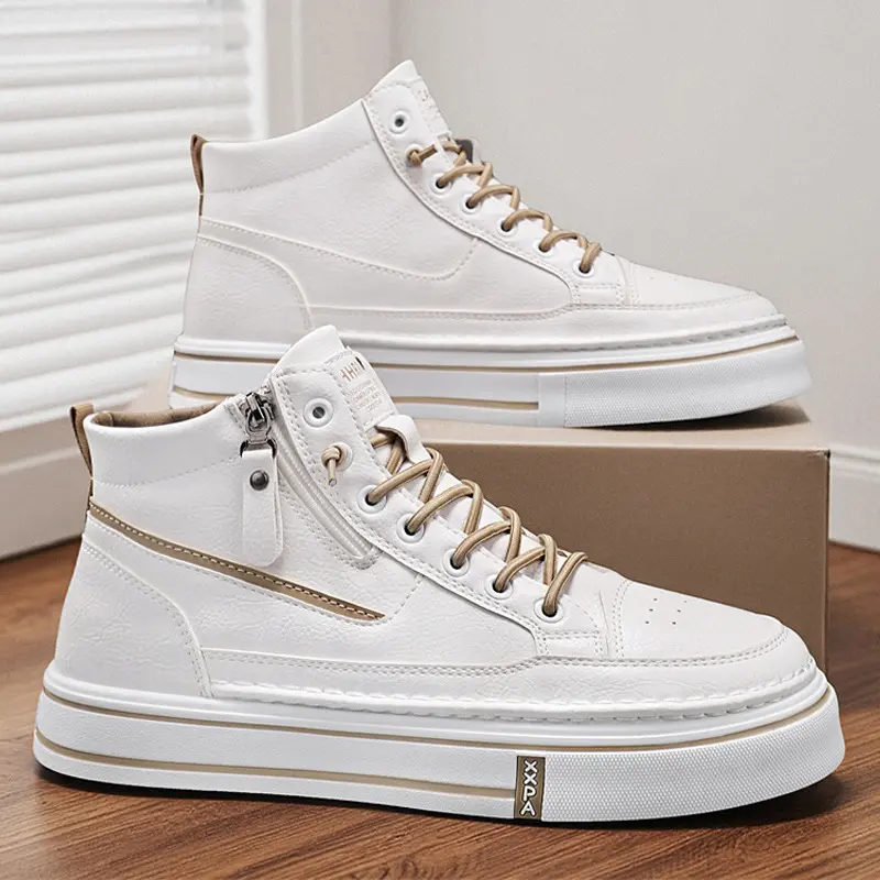 Unisex Retro-Inspired High-Top Trainers in Pure White – Soft Padded Collar + Non-Slip Tread for All-Day Support and Vintage Street Vibe