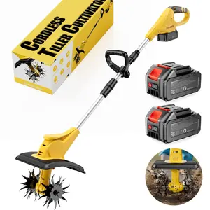 Jaylene 21V Cordless Electric Tiller Cultivator – 360 RPM Garden High Power Tool with Low Noise, 9.06" Tilling Width and 6.3" Depth, Portable Rotary Tiller for Yard & Soil Cultivation