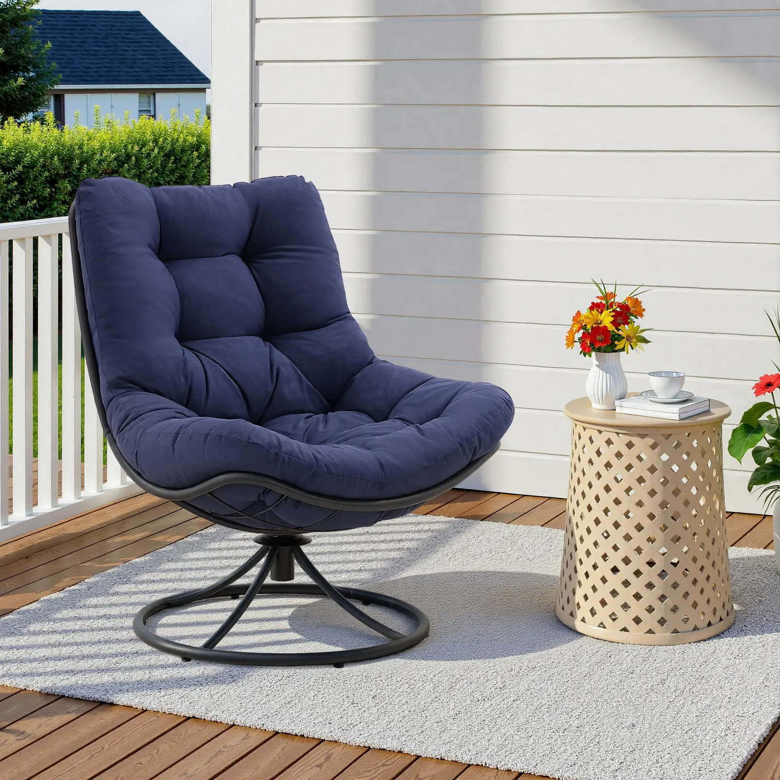 Swivel Accent Chair, 360 Degree Swivel Chair with Soft Thick Cushion and Sturdy Steel Frame, Modern Comfy Lounge Chair for Living Room, Bedroom, Reading Room, Patio, Outdoor