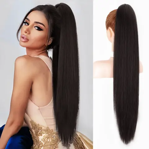[Iridescent] 30 Inch Long Straight Claw Ponytail Extension Claw Clip in Ponytails Hair Natural Soft Synthetic Pony Tail Hairpieces for Daily Use
