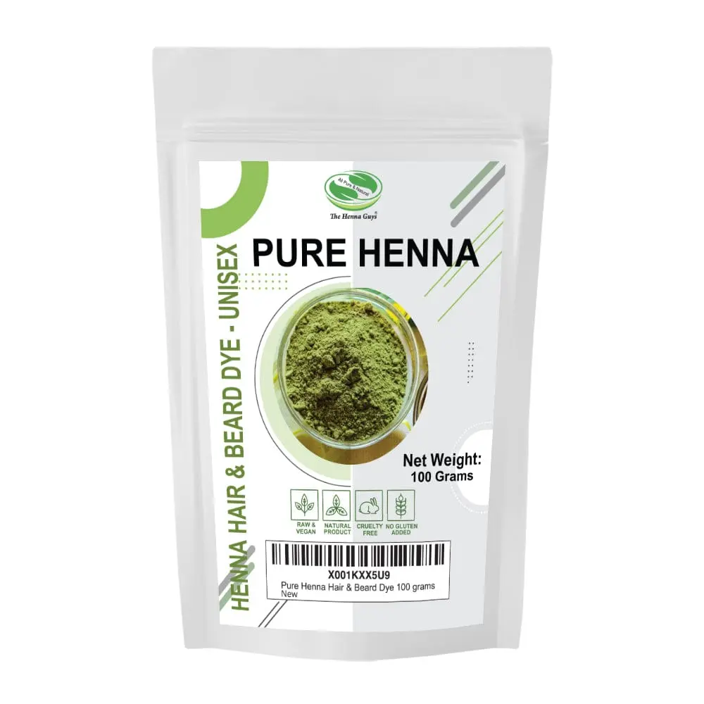 The Henna Guys Pure Henna Powder - Natural Hair Color for Gray Coverage & Dye Transition, Cruelty-Free Formula for Fine to Normal Textures (100g)