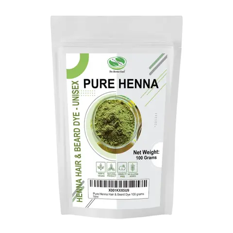 The Henna Guys Pure Henna Powder Pack - Gentle Hair Dye for Haircare, At-Home Coloring for Adults, Gray Coverage, Shine-Boosting, Cruelty-Free for Textured & Fine to Normal Hair, Rinse After 48hr, 100g