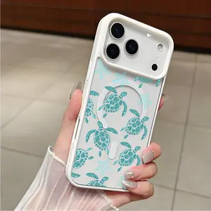 Cute Sea Creature Turtle Pattern Clear Magnetic Phone Case,MagSafe Silicone Bumper Protective Cover For iPhone X 11 12 13 14 15 16 17 Pro Max Plus Air