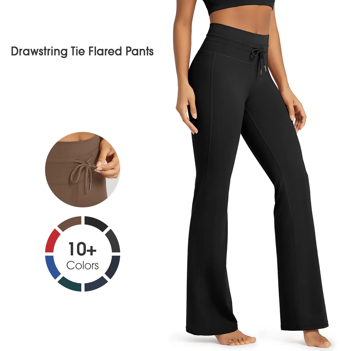 ODODOS Women's Drawstring Tie Daily Flared Pants High Waist Bootcut Workout Yoga Pants - 30" / 32" Inseam summerwins