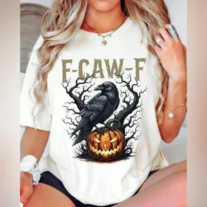 F-Caw-F Raven Shirt, Funny Gothic Halloween Crow Unisex Black T-Shirt S-3XL Q873