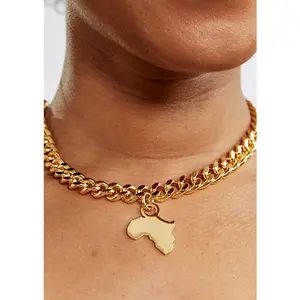 Ide Africa Map Cuban Link Choker (Gold)