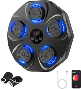 Music Boxing Machine, Size Wall Mounted Electronic Boxing Target for Adults Kids, Machine Large, Interactive Punching Trainer with Boxing Gloves, 9 Modes & 9 Speeds.