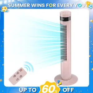 【NOT AC】Antarctic Star Tower Fan - 36inch Pink, Portable Electric Oscillating Fan with Remote Control, 3 Speeds, 12-Hour Timer, 85° Oscillation, Quiet Operation, Bladeless, for Bedroom & Office summerwins