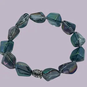 Custom Made Crystal Bracelet - Unique Design with Teardrop Pendants, Adjustable Closure