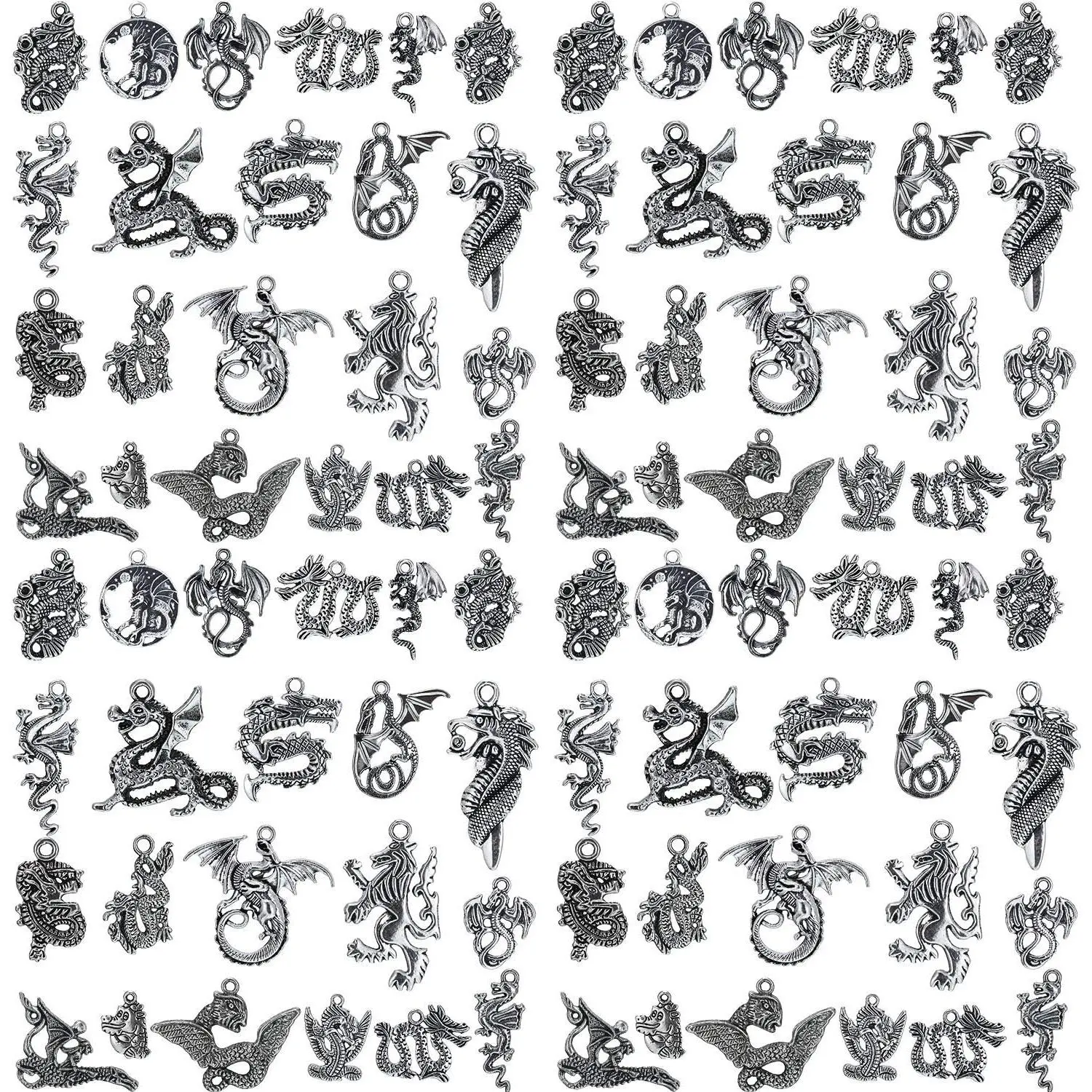 70 count Dragon Charm Dragon Pendant for DIY Necklace Bracelet  Making Christmas  Crafting Supplies Charm Collections Skeleton Charms
