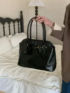 Vintage Casual Briefcase Bag for Women, Large Capacity High-Quality Versatile Simple Unique Design Handbag Shoulder Tote Bag Pu Tote Satchel