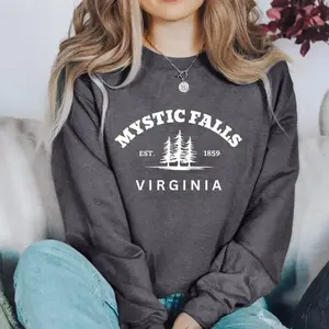 Mysterious Waterfall Sweatshirt - Vampire Diaries Round Neck, Autumn Aesthetic Sweater, Virginia Sweatshirt, Mother's Day Gift for FansRAIMENTRY