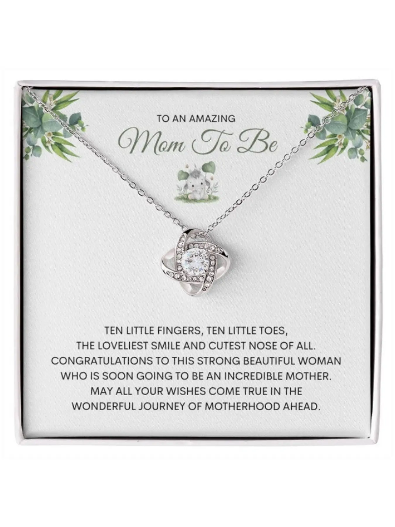 Pregnancy Announcement Gift  Love Knot Necklace with Message Card and Gift Box Baby Shower Gift Pregnancy Congratulations Jewelry for Expectant Mom Chain Necklaces