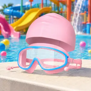 2 Pack Kids Swim Goggles with Earplugs, UV Protection Anti-Fog High Definition Waterproof Adjustable, Wide-View Design and Comfortable Silicone Material for Boys & Girls,  Diving Goggles, Swim Glasses, Swimming Accessories