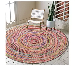 Ox Bay Ingrid Cotton and Jute Rainbow Indoor 7'Round Rug