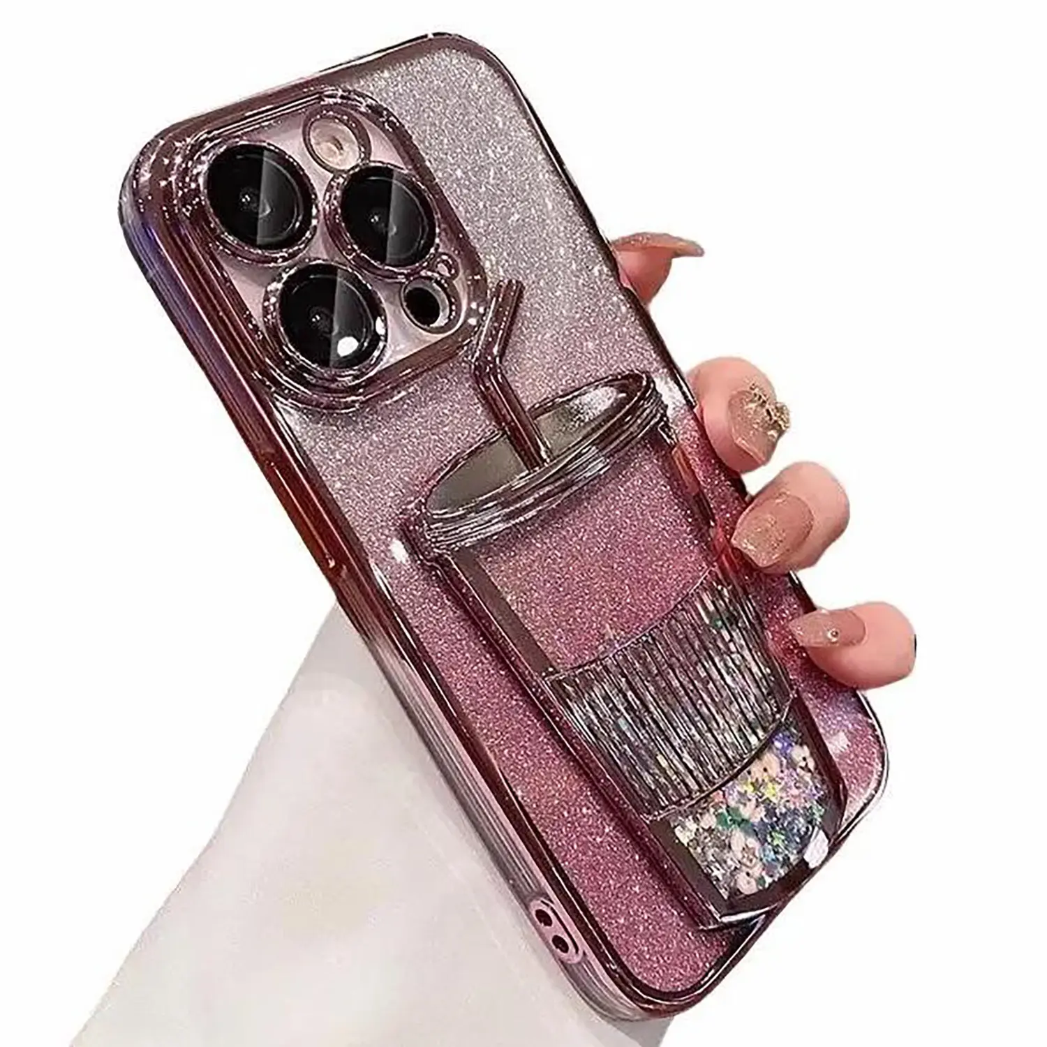 Dynamic Quicksands Glitter Mobile Phone Back Case for iPhone 13, 14, 15, 16 Pro Max - Shockproof and Casing Protective Design