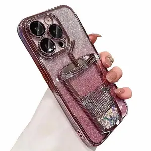 Dynamic Quicksands Glitter Mobile Phone Back Case for iPhone 13, 14, 15, 16 Pro Max - Shockproof and Casing Protective Design