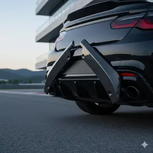 Upgrade Car Aero Kit: Carbon Fiber Front Lip Spoiler & Rear Wing Combo with Detachable Side Skirts for Enhanced Performance and Stylish DIY Installation