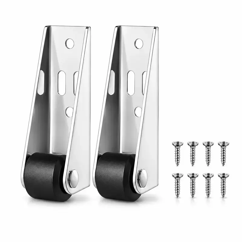 Vertical Track Roller Wheel, Heavy Duty 110LBS Sliding Door Bottom Guide, Anti-Wobble Door Stop, Nylon Wheel & Aluminum Bracket, Smooth Quiet Sliding, Easy to Install Replacement Parts for Barn Door, Interior Door, Wardrobe, Cabinet, Closet Organizer