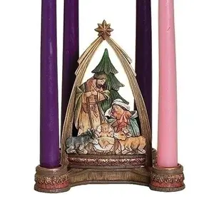 6.25"H Advent Nativity with arch Candle holder
