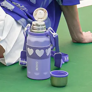 【Ube Cream!】GOOM Crossbody Series 32 oz  Insulated Thermos, Thermal Bottle, Stainless Steel, Strainer Coffee Drinkware
