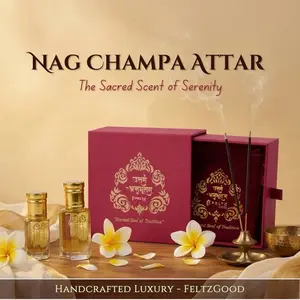 Nag Champa Attar Perfume Oil: Natural Floral Woody Fragrance, Kannauj Gift Box