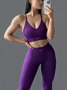 Women’s Seamless Workout Set | High Waisted Leggings + Strappy Sports Bra | Sculpting, Squat Proof Activewear NONE