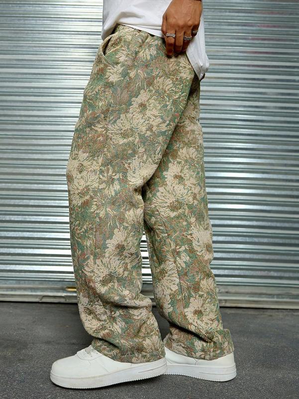 Pants men - Men’s Floral Loose Fit Drawstring Pants – Casual Comfort for Daily & Travel men clothing fall clothes fall clothing vacation outfit outfits men fall outfits baggy pants summer outfits men tiktok shop clothes streetwear Menswear Gamis Trouser