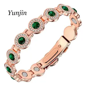 Yunjin Pure Copper Bracelets for Women Ultra Strength 3800 Gauss Magnets Cubic Zirconia Adjustable Charm with Gift Box Romantic Love Heart Design copper  formen