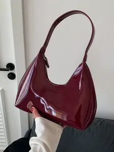 Valentine's Day gift! Angola red niche personalized armpit bag, fashionable retro light luxury crescent bag, shiny simple and versatile exquisite shoulder bag, suitable for commuting, leisure, dating, shopping
