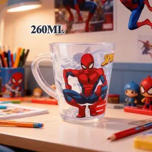 Marvel Spider-Man 250ML/360ML Plastic Mouthwash Cup, Drop-Proof & Transparent Design, Perfect for Daily Use, Ideal Gift for Couples