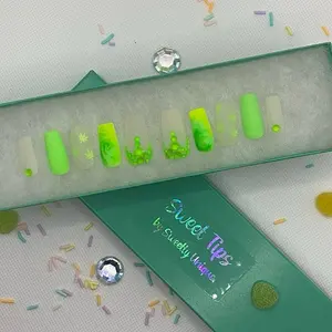 Long coffin Indica glow press ons