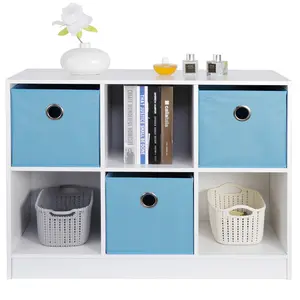 LEMY 6 Cases Storage Cube Cabinet Organizer with Three Drawers MDF Board, White