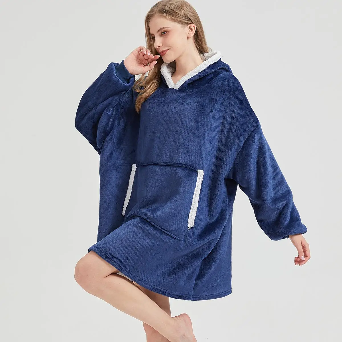 Hooded Blanket, 1 Count 350gsm Soft Comfortable Warm Wearable Blanket with Hood & Pocket, Bedding Supplies for Home Bedroom, Mother's Day Gifts, Fall