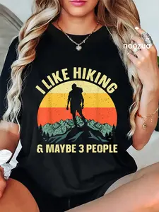 100% Cotton Best Hiking Art For Men Women Mountaineer Hike Gear Hiking T-Shirt