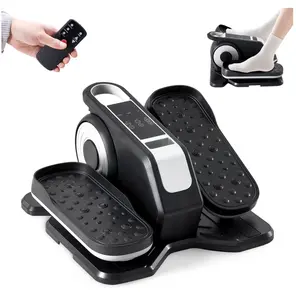 Portable Under Desk Elliptical Machine, Leg Exerciser 12 Adjustable Speeds with Remote Control, Silver