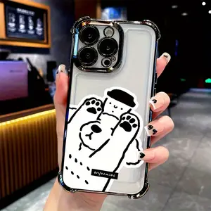Cartoon White Dog Loves Coffee Phone Case Compatible with for iphone 16 15 14 13 12 11 Pro Max X XR XSMAX 8 25 Plus Shockproof Transparent Soft Back Cover.