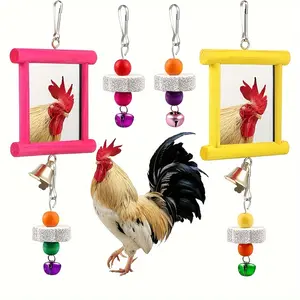 6 Decorative Hanging Bird Toys, Swing Mirror Bird Toys, Chewing Stone Parrot Toys, Chicken Toys, Various Styles