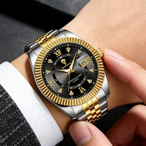 GOHUOS Spring Style Upgrade: Timeless Men’s Watches Men's Classic Luxury Quartz Watch with Diamond Accents, Date Display, Stainless Steel Strap, 3ATM Water Resistance, Elegant Log-Style Design, Perfect Gift for Him