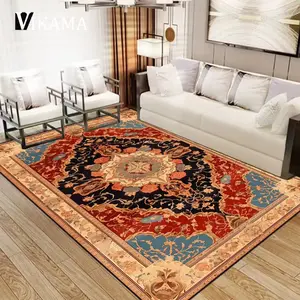 Red Persian Medallion Pattern Flannel Area Rug, Decorative Area Rug - Oversized Soft Plush Mat for Living Room & Bedroom, Non-Slip Thick Ornate Traditional Home Decor for Classic Enthusiasts