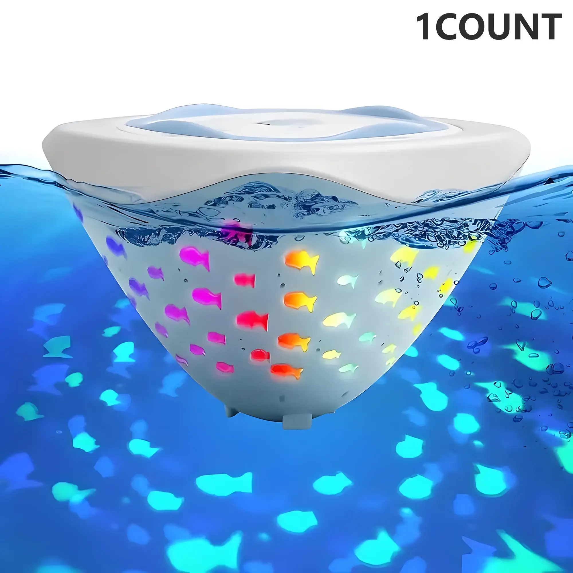 LED Acrylic Waterproof Colorful Projector Bathtub Light, Batteries Required LED Projector Light, Ambient Light for Pool Party Bathtub Decor (without B