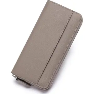 RFID Blocking Womens Zipper Wallet Leather Large Capacity Billfold Clutch Zip Around Wallets for Women