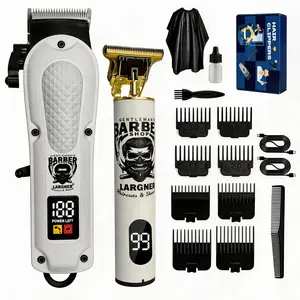 Men's Professional Hair Trimmer Set, Cordless Barber Trimmer, USB Rechargeable Multifunctional Electric T-Blade Trimmer, Includes Two Clippers and Full Accessories, Cordless Hair Cutting, Barber Equipment, Cordless Trimmers