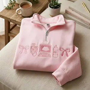 [MADE IN US] Embroidered Sonographer Quarter Zip Sweatshirt, Ultrasound Tech Sweatshirt, Coquette Bow Sweatshirt, Hospital Sweatshirt, Graduation Gift
