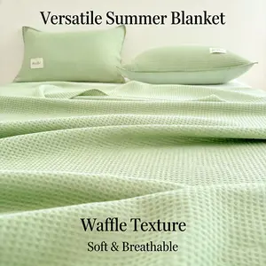 Soft Waffle Cool Blanket, Breathable Lightweight Summer Bed Blanket, Comfortable All-Season Cover, Multiple Colors Available